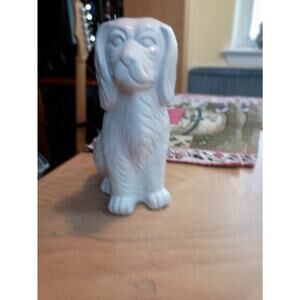 Vintage Charming Victorian Solid White Glossy Spaniel Dog Figurine 9"